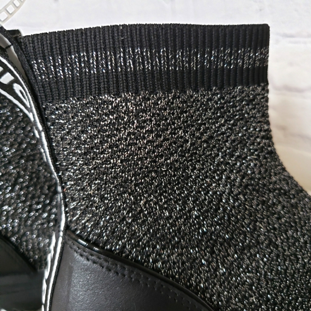 MICHAEL KORS Bodie Black and Silver Metallic Knit Sneaker Bootie--NEW--7 - Picture 9 of 16
